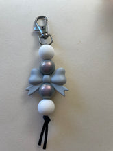 Load image into Gallery viewer, Grey Bow Beaded Keychain