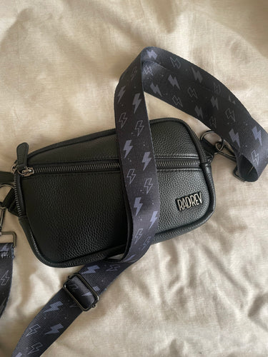 Black & Grey Lightning Bolt Bag Strap