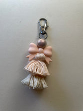 Load image into Gallery viewer, Light Pink Bow Tassel Keychain