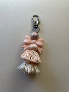Light Pink Bow Tassel Keychain
