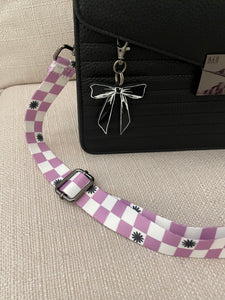 1 “ Wide Purple Checker Bag Strap