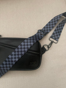 Grey & Black Checker Bag Strap