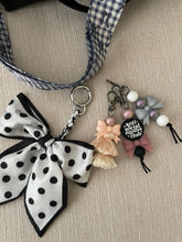 Load image into Gallery viewer, Grey Bow Beaded Keychain