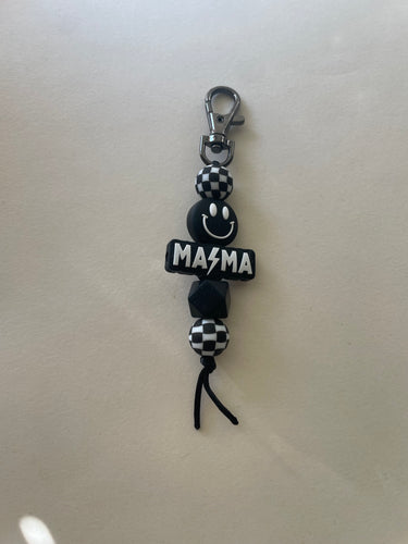 Checker, smiley mama keychain. Cute mom keychains 