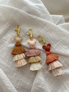 Tan M mouse Tassel Keychain