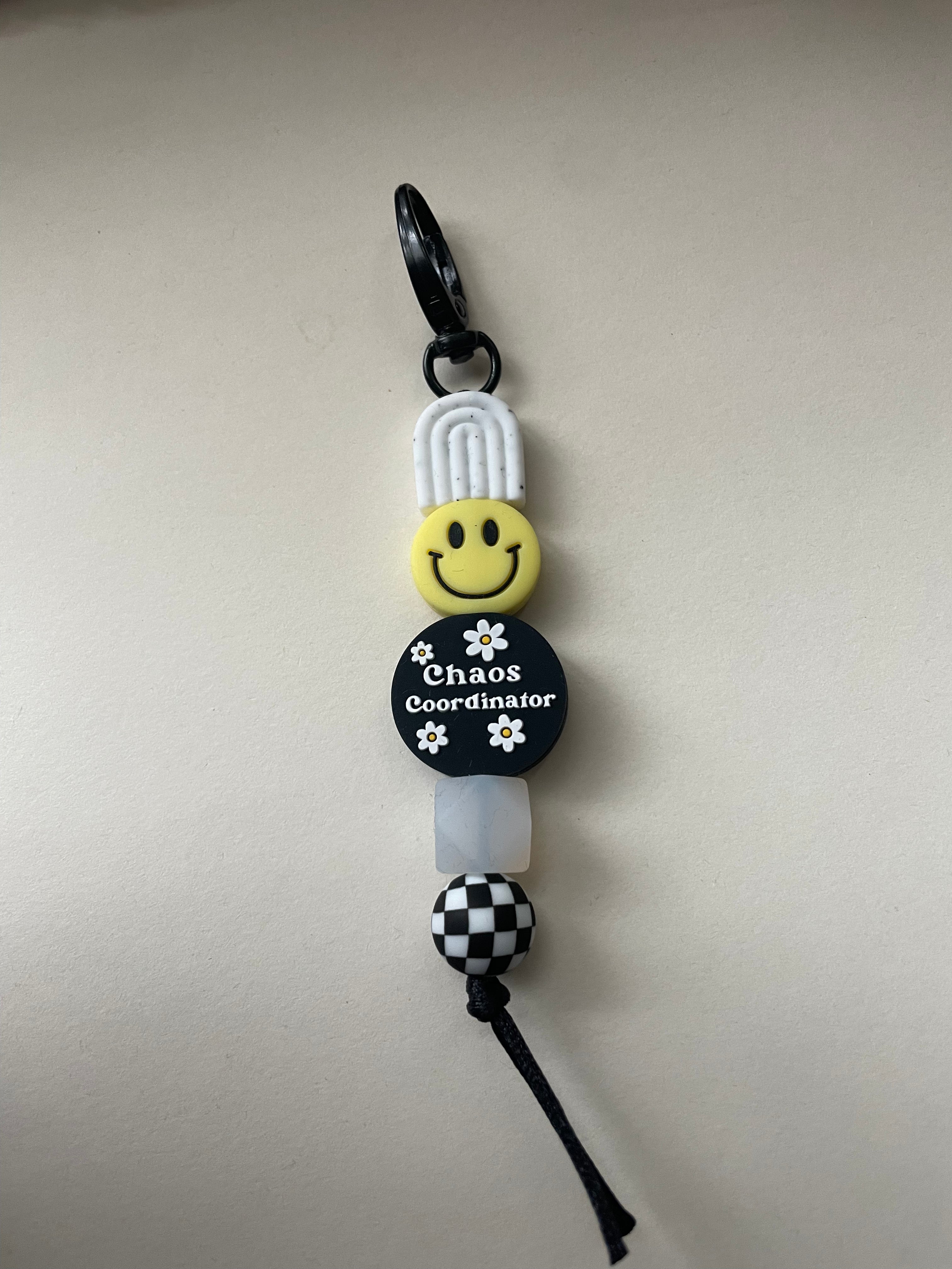 Smiley Silicon Beaded Keychain